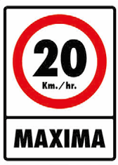 20 Km/hr. Máxima